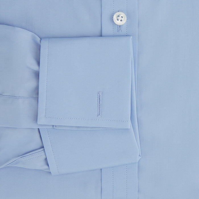 Blue Cotton Shirt with T&A Collar and Double Cuffs Image 3