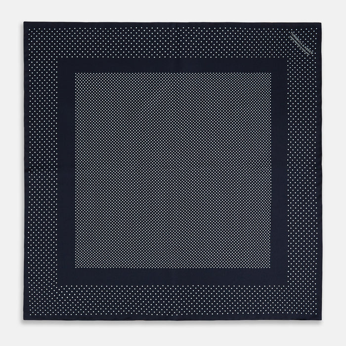 Navy and Light Blue Dot Silk Pocket Square Image 3