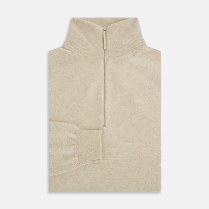 Cream Half-Zip Cashmere Jumper Image 3