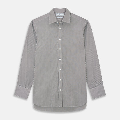 Black Candy Stripe Cotton Regular Fit Mayfair Shirt