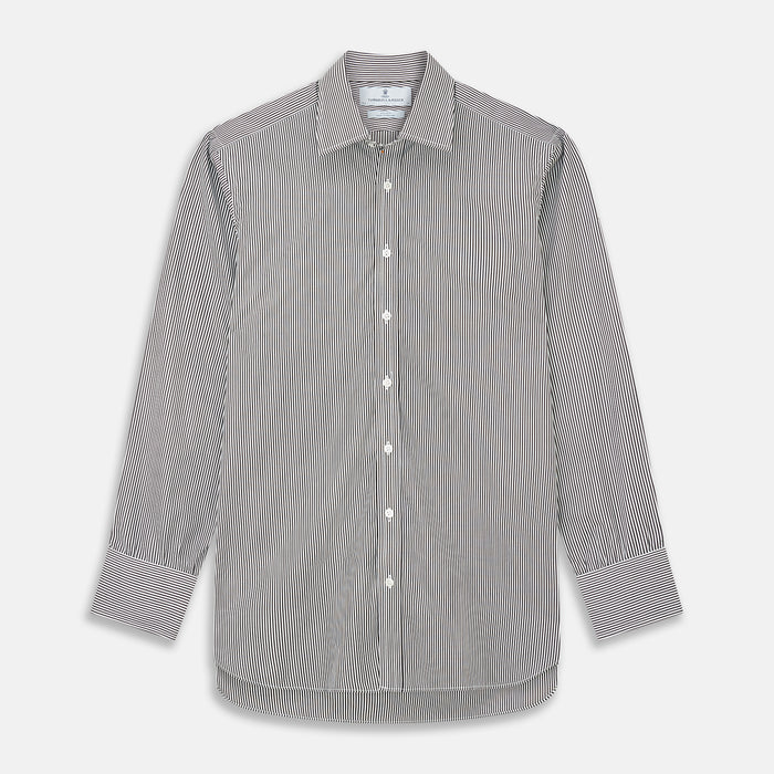 Black Candy Stripe Cotton Regular Fit Mayfair Shirt