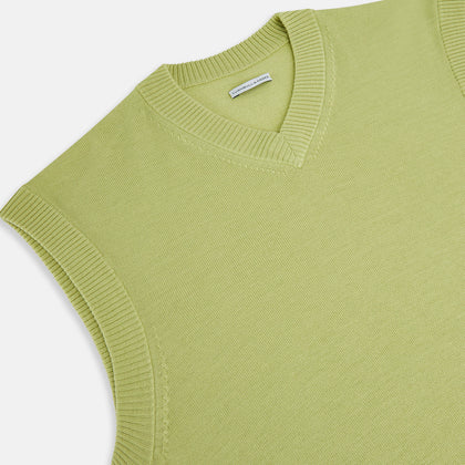 Melon Green Fine Merino V-Neck Vest