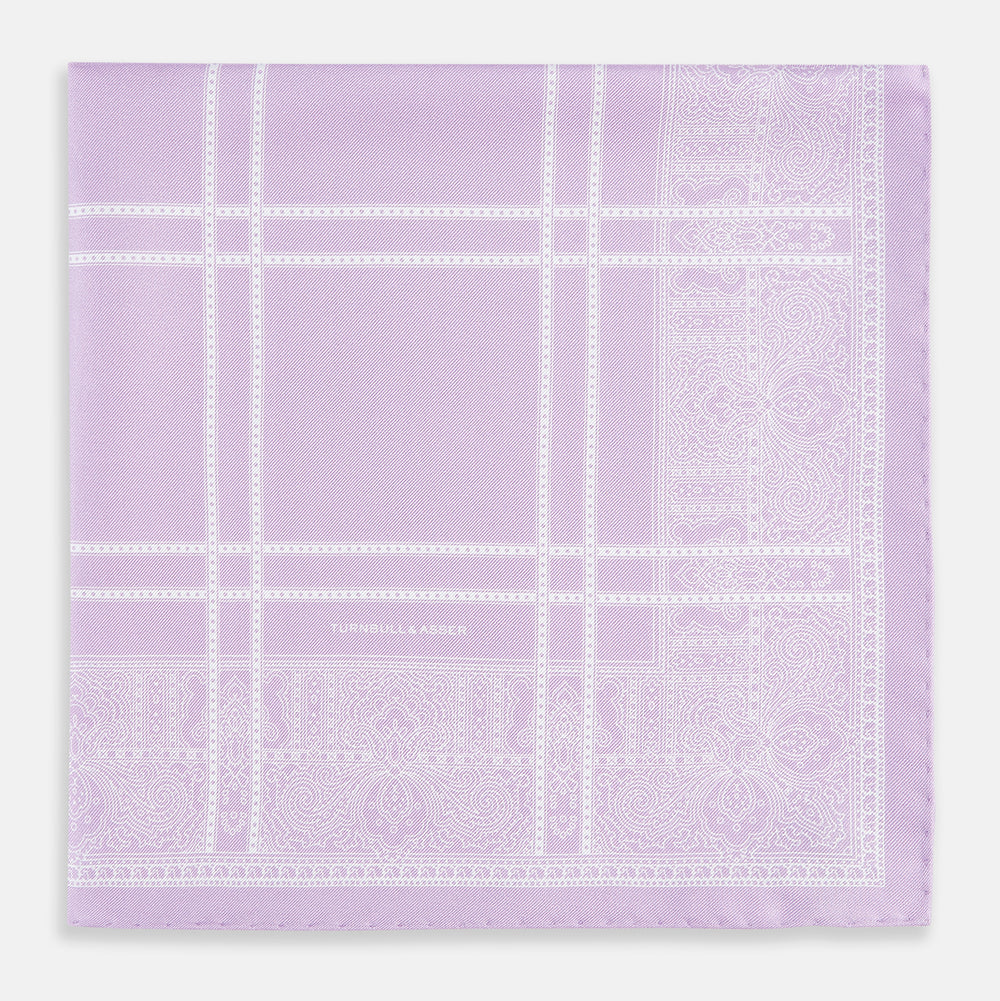 Lilac Paisley Bandana Patterned Silk Pocket Square