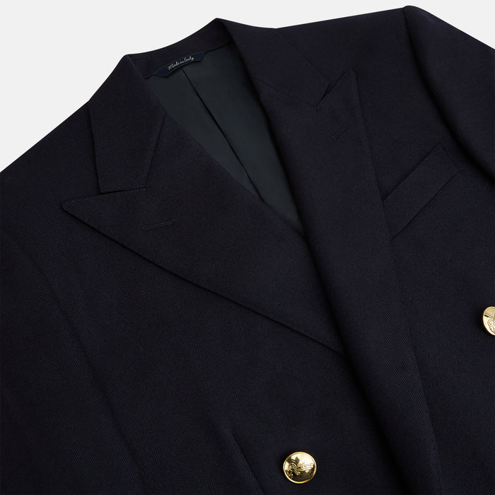 Short Navy Double Breasted Classic Blazer Image 1