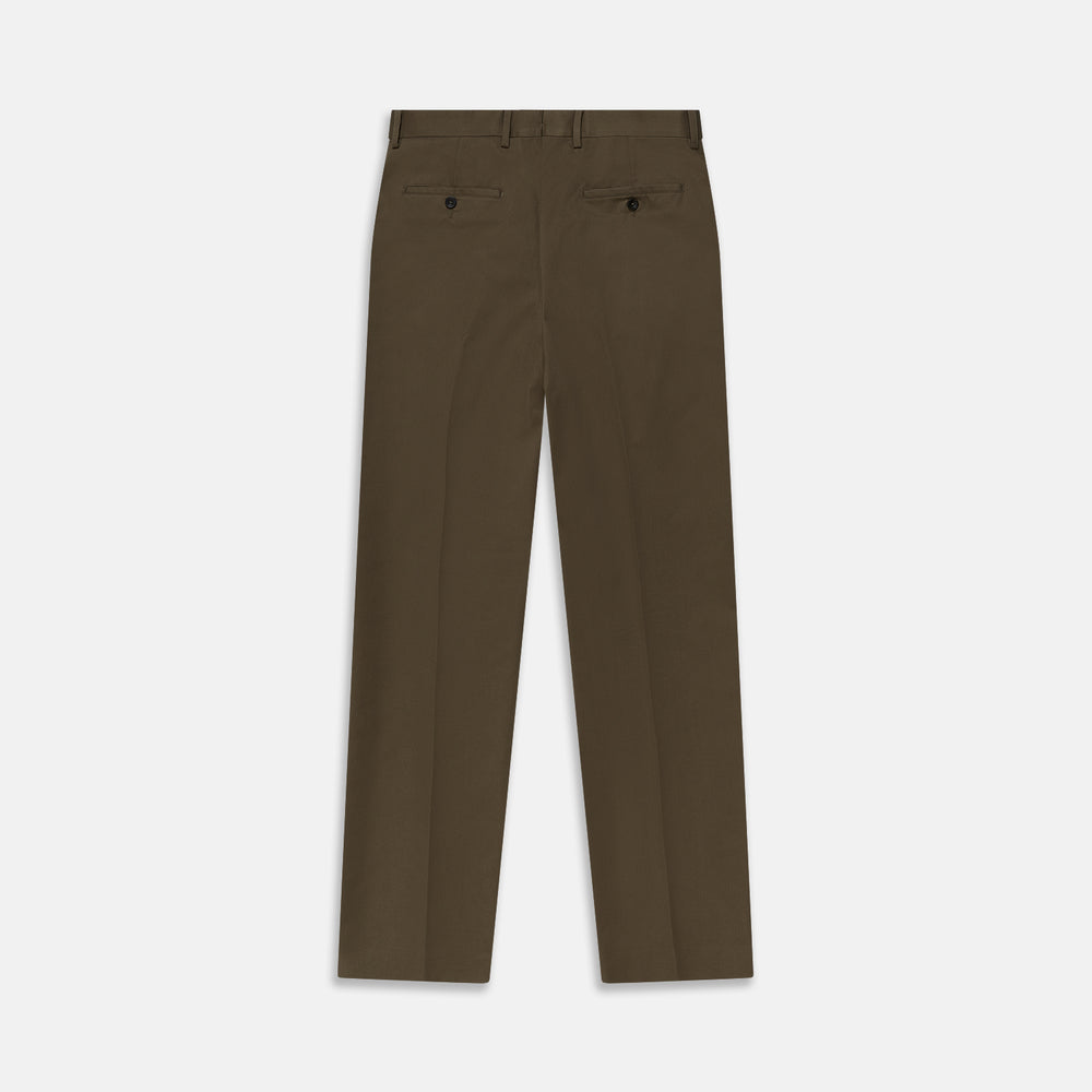 Khaki Green Cotton Twill Manson Trouser