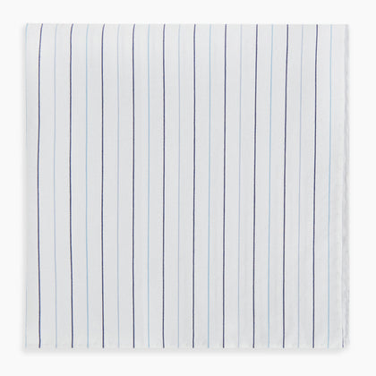 Navy and Blue Wide Pinstripe Hand-Rolled Handkerchief Image 3