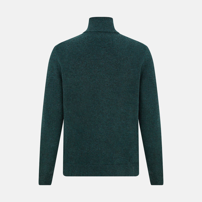 Forest Green Melange Half-Zip Cashmere Jumper Image 2