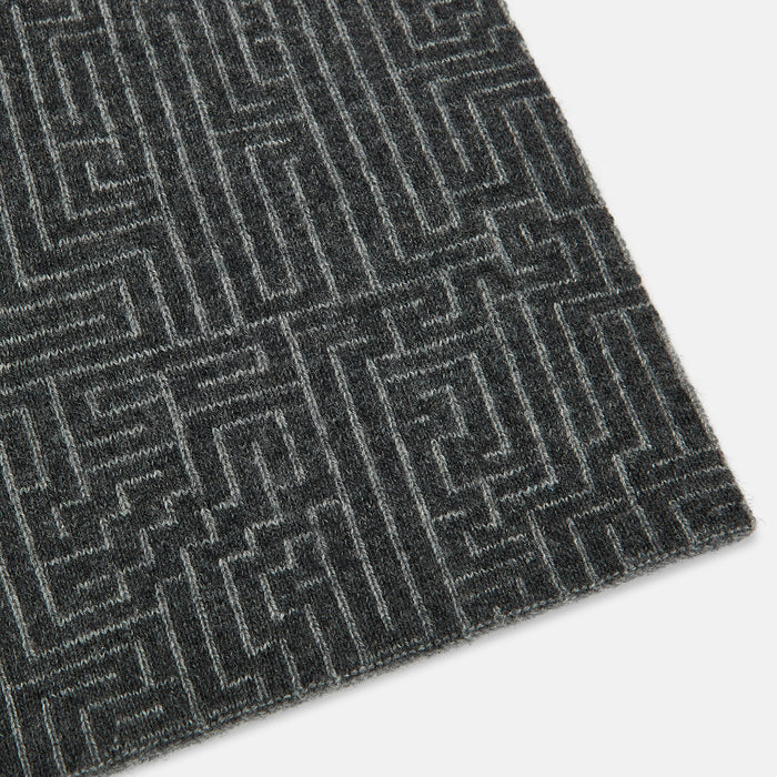 Grey Fretwork Cashmere Knitted Scarf Image 1