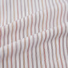 View 6 of product The Red with Multicoloured Music Stripe Mayfair Shirt by Turnbull & Asser is a long-sleeve, button-up shirt with a collar, featuring vibrant multicoloured stripes, inspired by classic British design, neatly laid flat on a plain background.