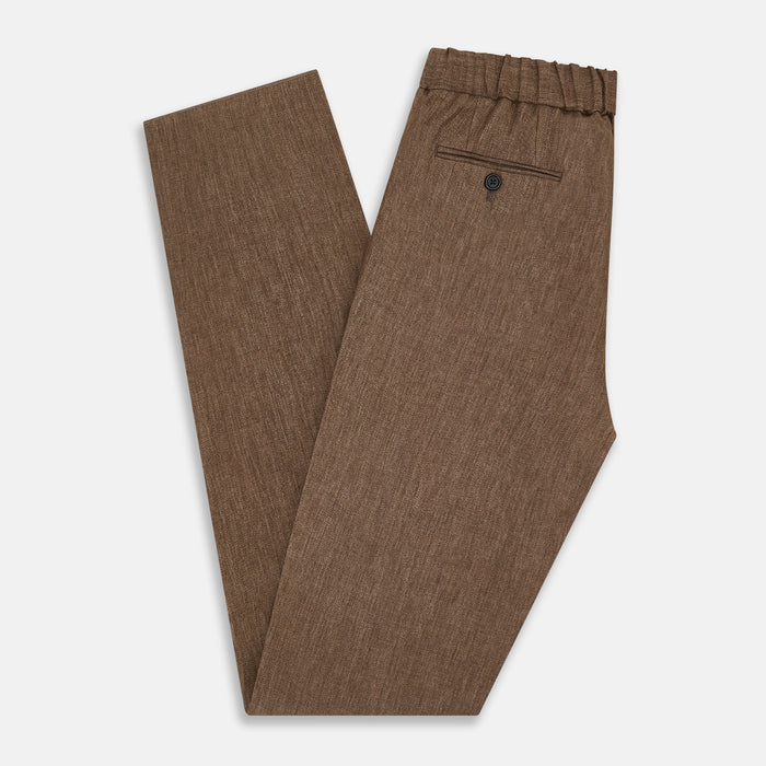 Pine Cone Linen Herringbone Miles Trousers Image 5