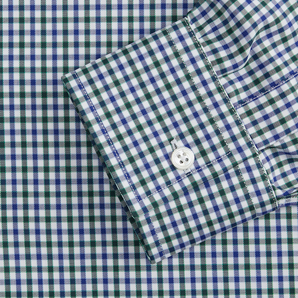 Green and Blue Cotton Multi Check Weekend Fit Finch Shirt