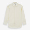 View 1 of product The Turnbull & Asser Tomorrow Never Dies Cream Cotton Hamburg Shirt, as seen on James Bond, features a long sleeve, button-down front, and collar. It's laid flat on a white background.