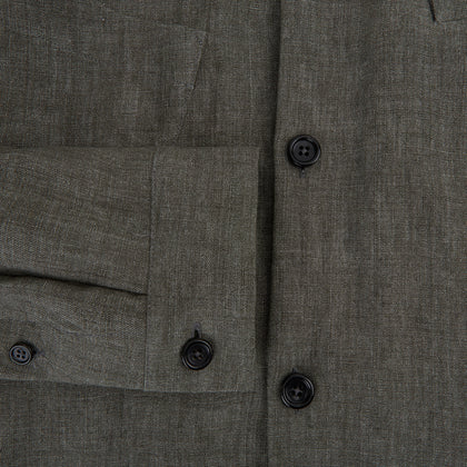 Olive Linen Holland Shacket Image 3