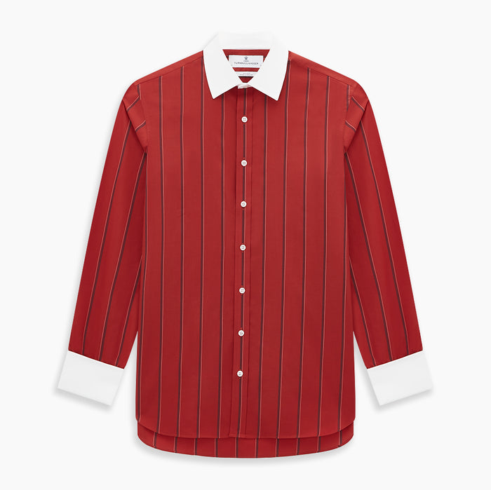Dark Red Track Stripe Shirt with Contrast T&A Collar and Cuffs Image 6