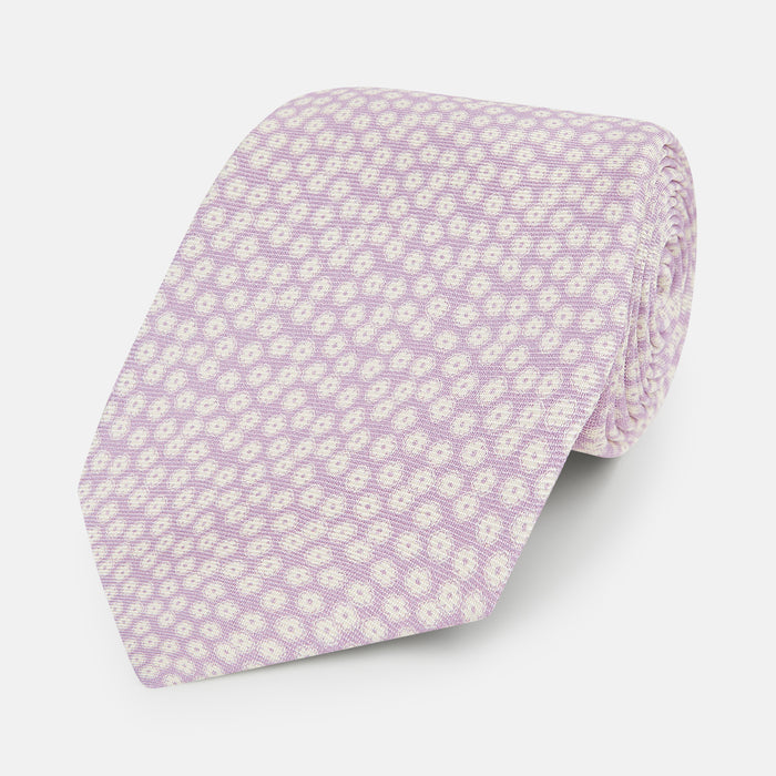 Lilac Flower Patterned Silk Tie