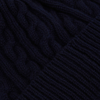 Midnight Blue Cable Knit Cashmere Beanie