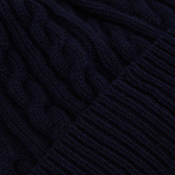 Midnight Blue Cable Knit Cashmere Beanie Image 1