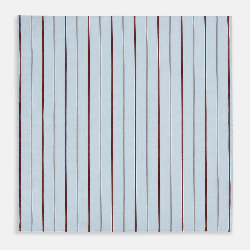 Burgundy Wide Pinstripe Hand-Rolled Handkerchief
