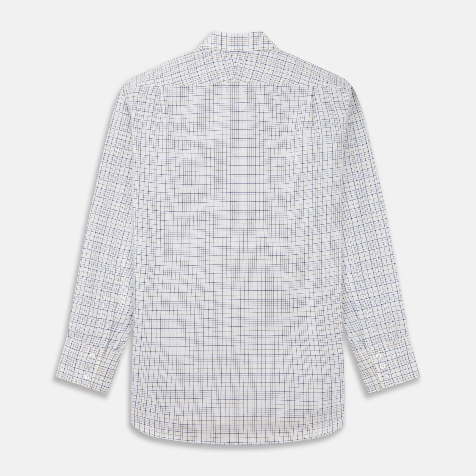 Image 5 of product Blue Multi Check Regular Fit Cotton-Cashmere Shirt with T&A Collar and 3 Button Cuffs