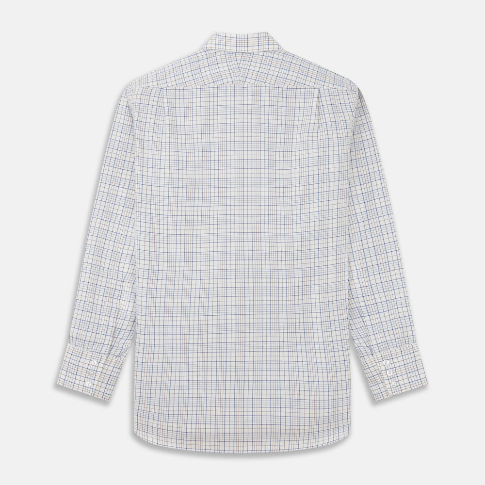 Blue Multi Check Regular Fit Cotton-Cashmere Shirt with T&A Collar and 3 Button Cuffs