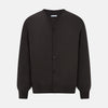 View 1 of product The Turnbull & Asser Brown Fine Merino V-Neck Cardigan is a classic, long-sleeved button-up knitwear piece, shown on a white background—a wardrobe essential.