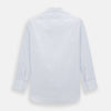 View 3 of product The Turnbull & Asser Pale Blue and Navy Grid Check Mayfair Shirt is a long-sleeve, button-up shirt made from fine Italian cotton, featuring a pointed collar and buttoned cuffs, shown against a plain white background.