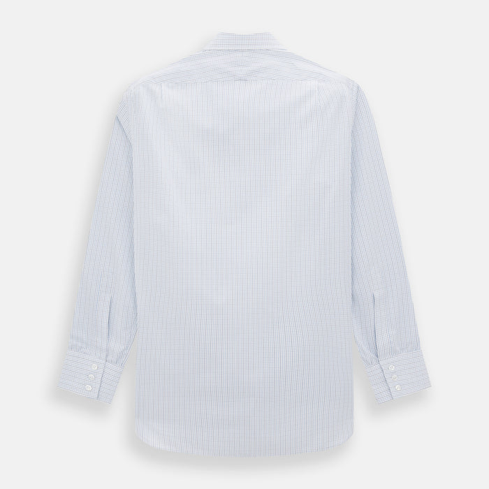 Pale Blue and Navy Grid Check Mayfair Shirt Image 2