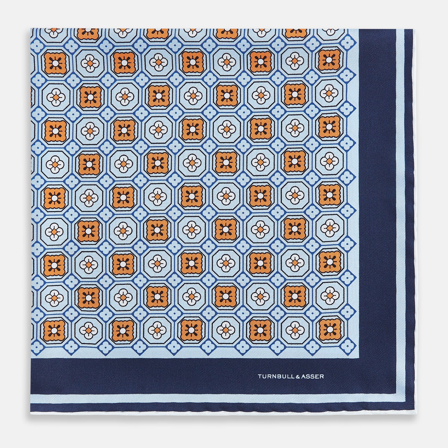 Image 8 of product Blue Floral Tile Silk Pocket Square