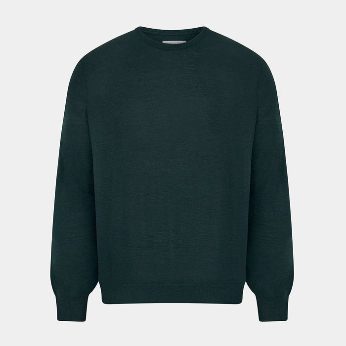 Forest Green Fine Merino Round Neck Jumper Image 4