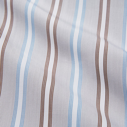 Beige Multi Stripe Cotton Regular Fit Penrose Shirt Image 3