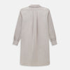 View 3 of product The Turnbull & Asser Brown Micro Check Quarzo Nightshirt is a long-sleeve shirt dress inspired by classic sleepwear, featuring a collar, chest pocket, upper front buttons, and a subtle micro check pattern on a white background.