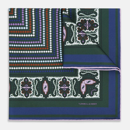 Forest Green Dots and Paisley Silk Pocket Square Image 4