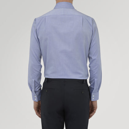 Tailored Fit Blue Royal Oxford Cotton Shirt with Kent Collar and 2-Button Cuffs Image 2
