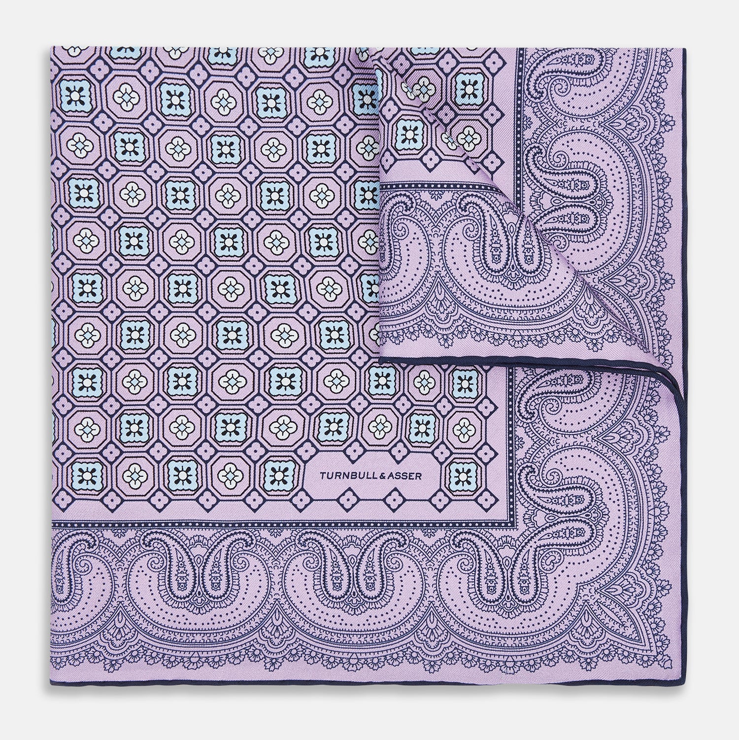Image 5 of product Lilac Floral Tile and Paisley Silk Pocket Square