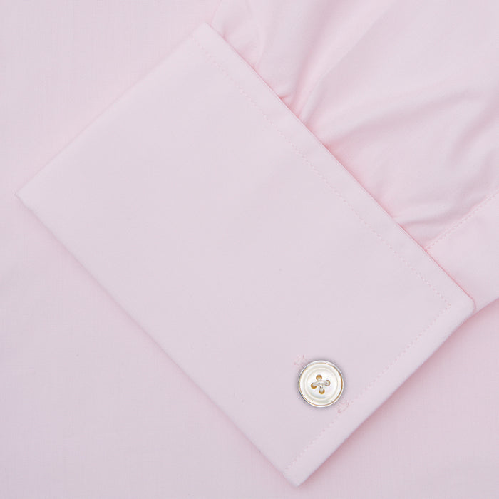 Pink Cotton Shirt with T&A Collar and Double Cuffs Image 2