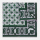 Forest Green Square-Patterned and Paisley Patterned Silk Pocket Square