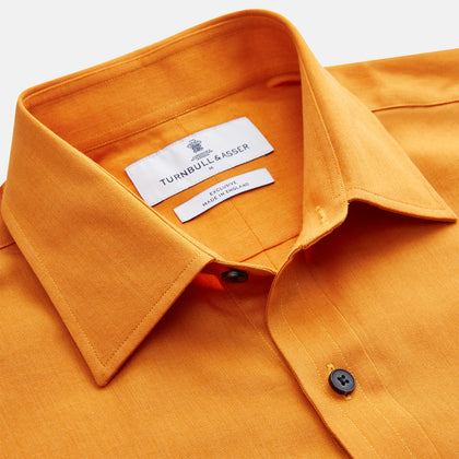 Orange Weekend Fit Cotton & Wool Shirt with Derby Collar and 1 Button Cuffs Image 2