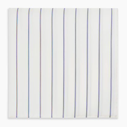 Dark Navy Double-Pinstripe Hand-Rolled Handkerchief Image 3