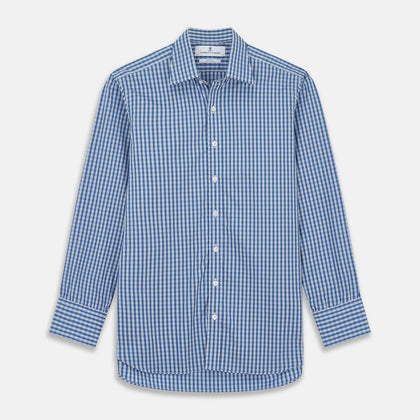 Navy Multi Check Cotton Regular Fit Mayfair Shirt