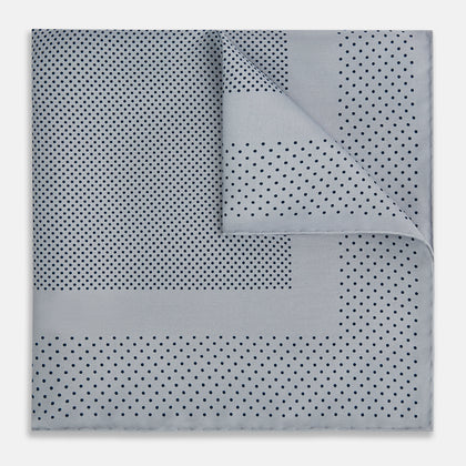 Grey Dot Silk Pocket Square