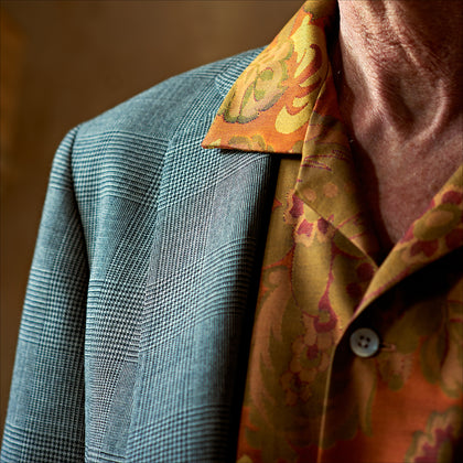 Orange & Ochre Tapestry Weave Cotton Holiday Fit Shirt Image 2
