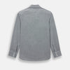 View 3 of product The Turnbull & Asser Grey and White Micro Check Westminster Shirt features long sleeves, a button-up front, a Westminster collar, and white buttons, shown flat on a white background.