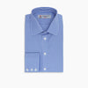 View 7 of product The Turnbull & Asser Mid-Blue Gingham Check Shirt features a T&A collar and 3-button cuffs, crafted from soft cotton and displayed against a plain white background.