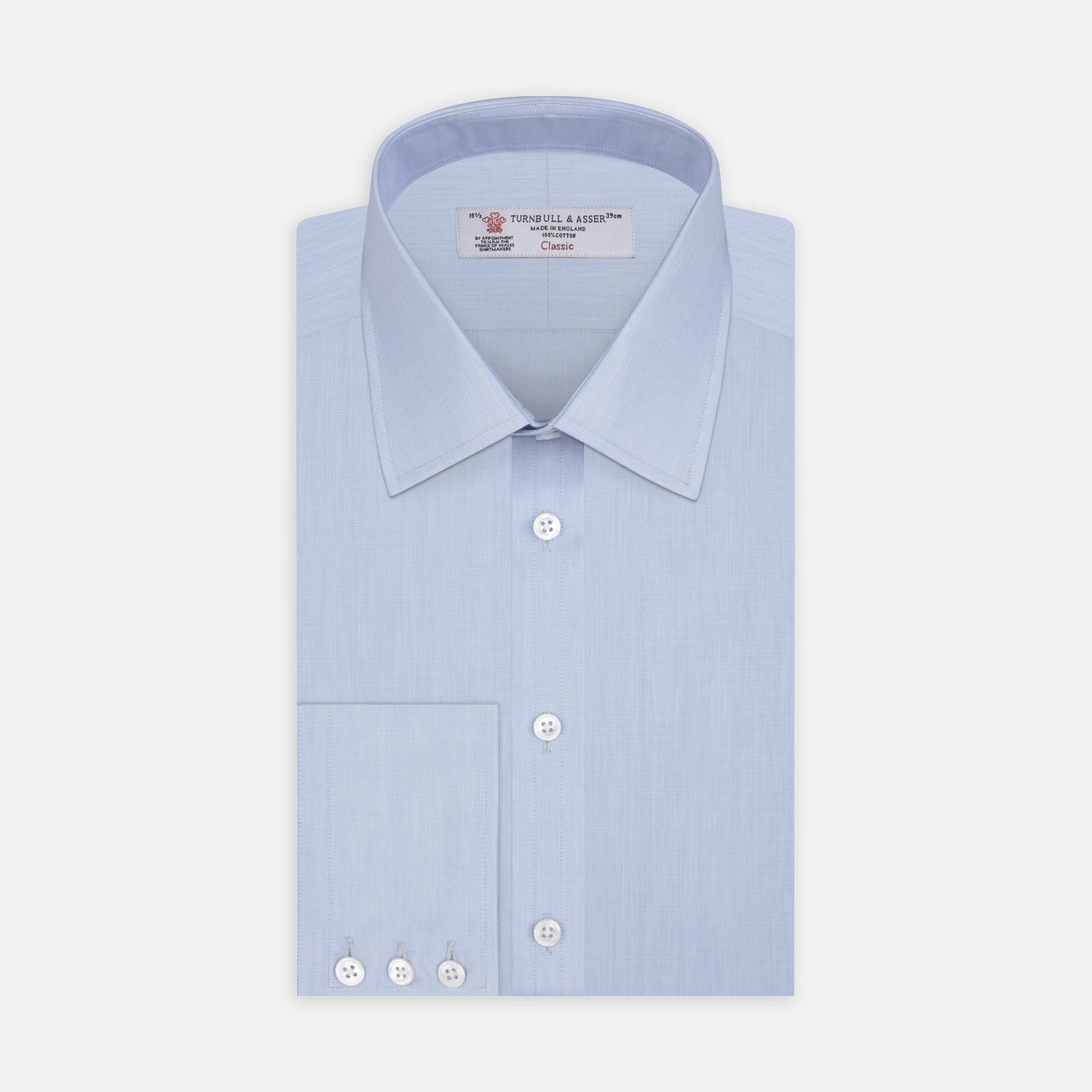 Light Blue End-on-End Shirt with T&A Collar and 3-Button Cuffs