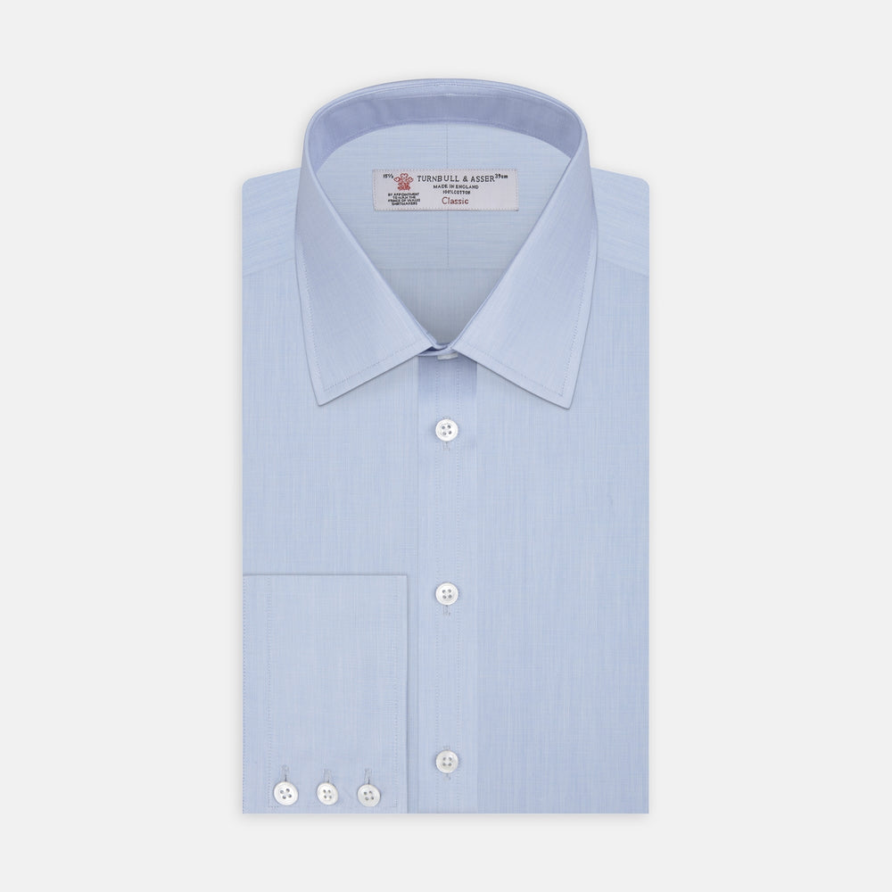 Light Blue End-on-End Shirt with T&A Collar and 3-Button Cuffs