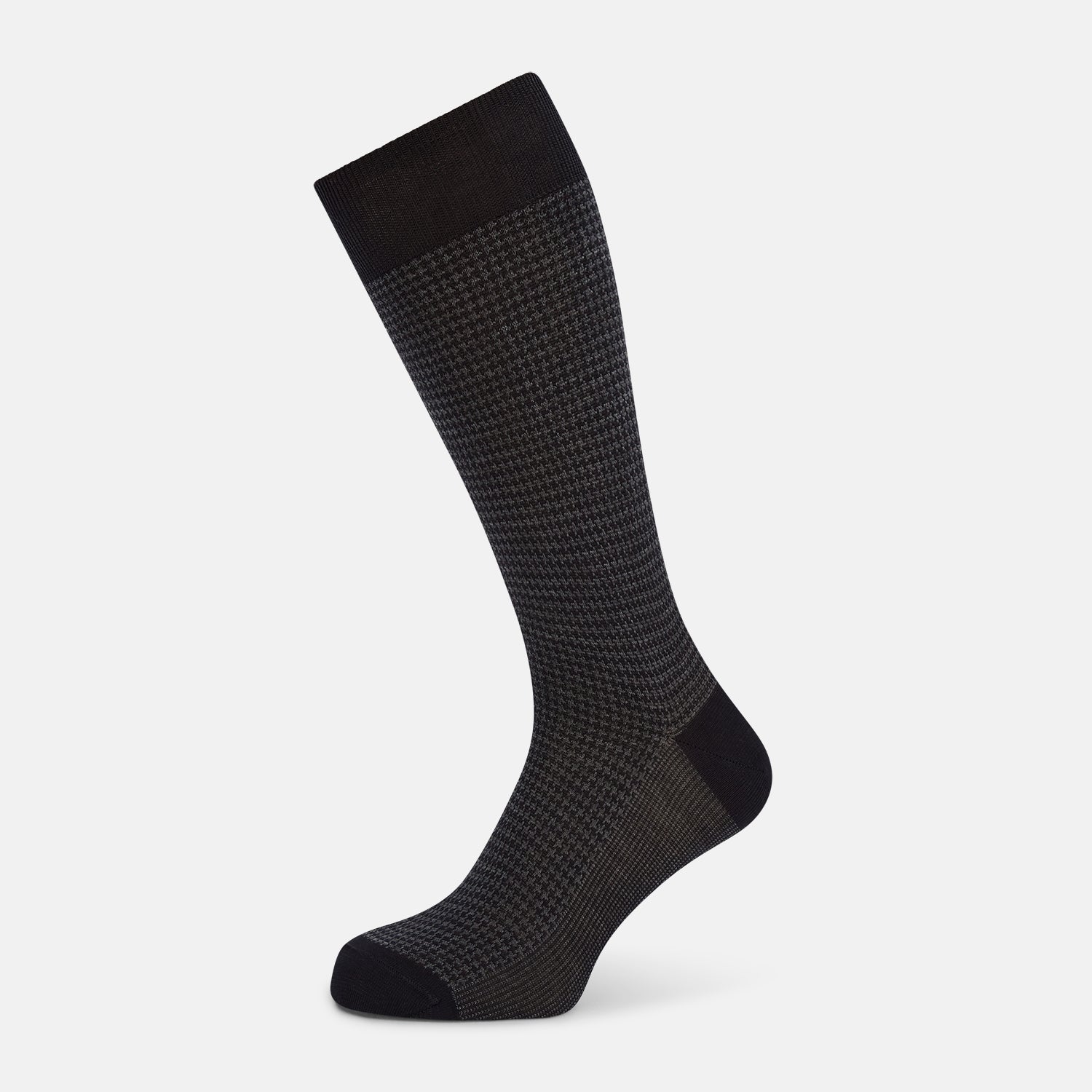 Image 1 of product Charcoal Melange Houndstooth Mid-Length Socks