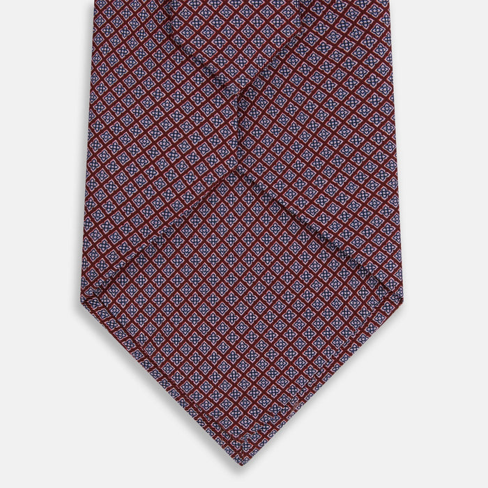 Indies Red Floral Square-Print Silk Tie Image 2