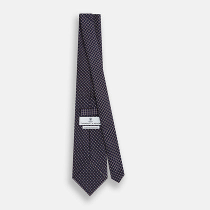 Silver and Navy Diamond Silk Tie Image 3