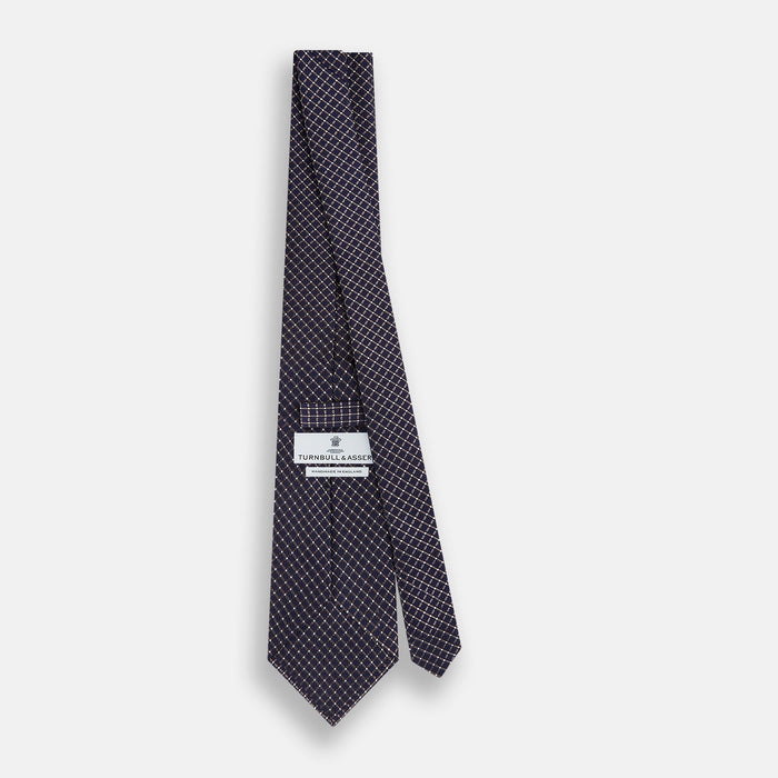 Silver and Navy Diamond Silk Tie Image 3