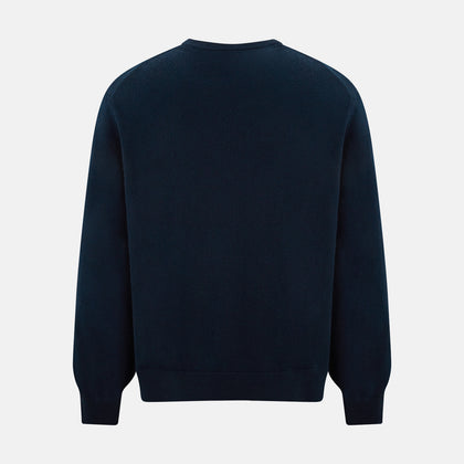 Navy Cashmere Round Neck Jumper Image 2